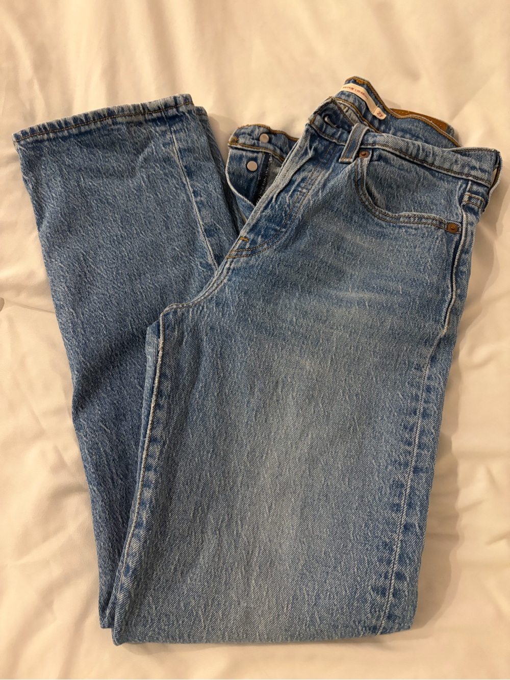 Levi's Wedgie Straight Ankle Denim Light Blue Straight Women’s Jeans - Picture 2 of 6